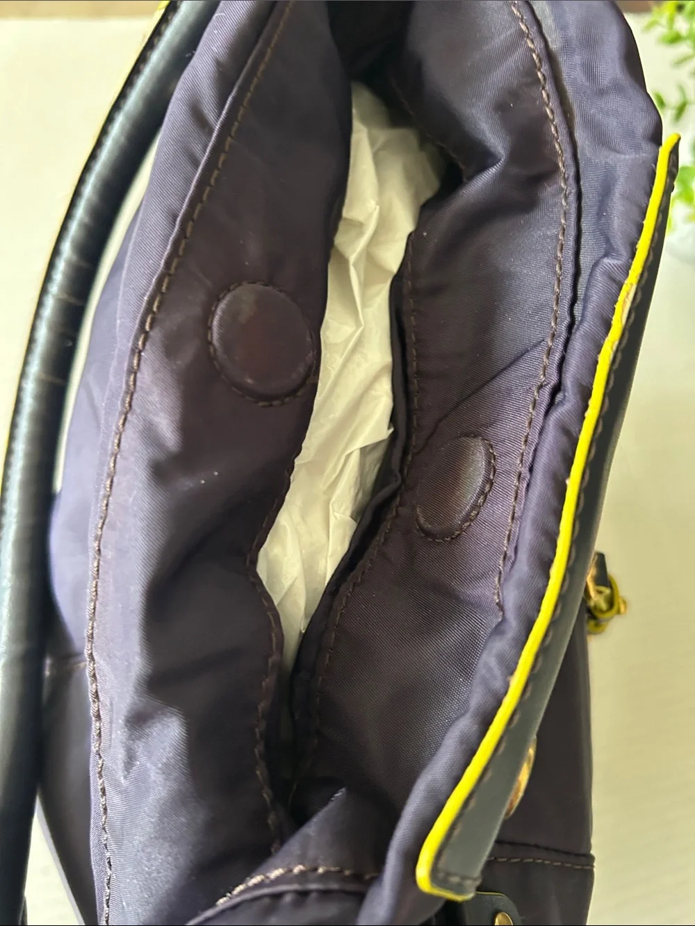 Marc Jacobs Nylon Navy Blue Shoulder Bag with Yellow Trim